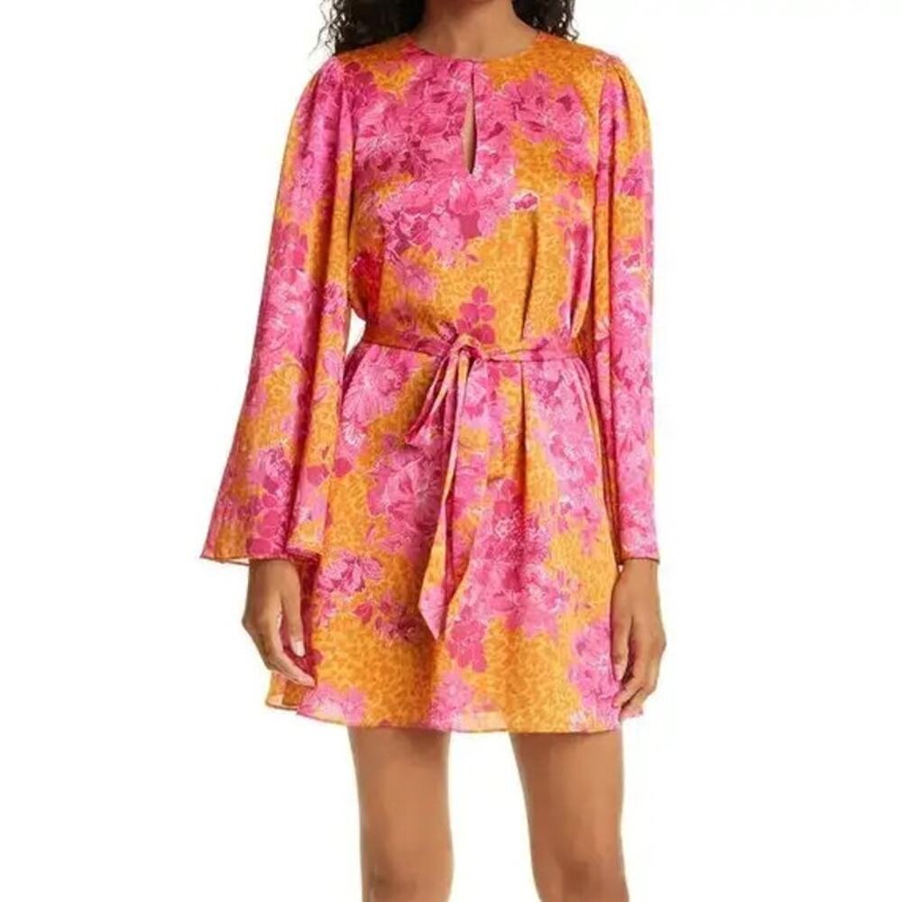 Ted Baker London Metropolis Floral Long Sleeve Mini Dress Yellow 6 (US 14) NWT